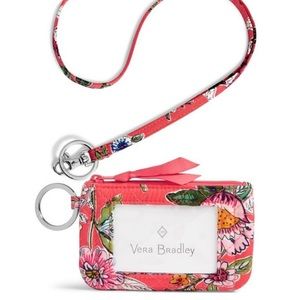 Vera Bradley Coral Floral Zip-id and Lanyard